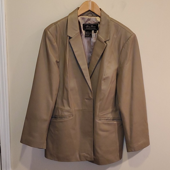 Jerry Lewis Mens Tan Leather Jacket - Picture 1 of 3